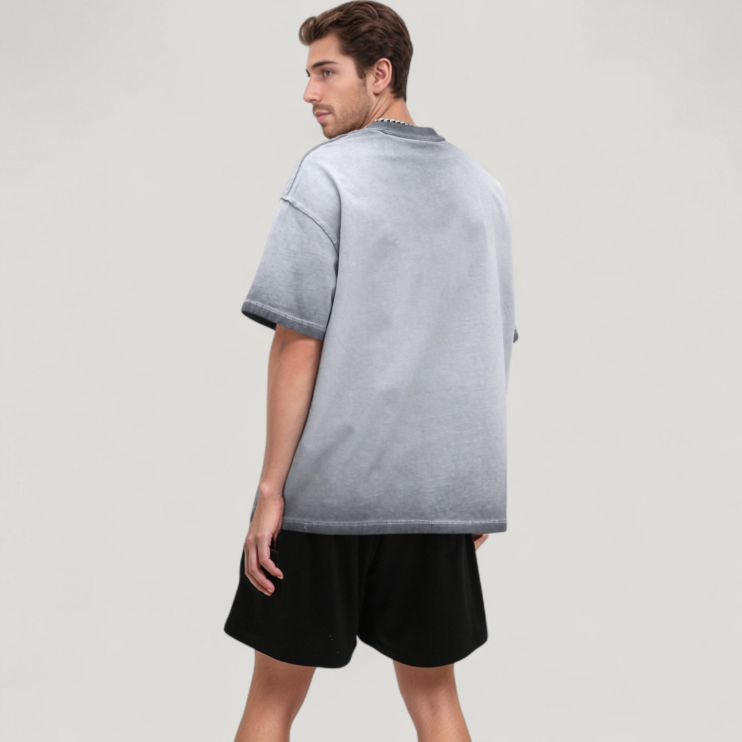 Anna-Kaci Active Men's Gradient Short Sleeve Crew Neck T-Shirt with Relaxed Fit and Minimalist Design