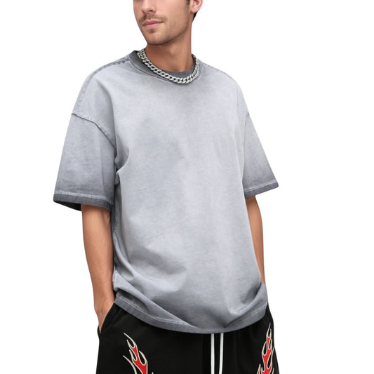 Anna-Kaci Active Men's Gradient Short Sleeve Crew Neck T-Shirt with Relaxed Fit and Minimalist Design