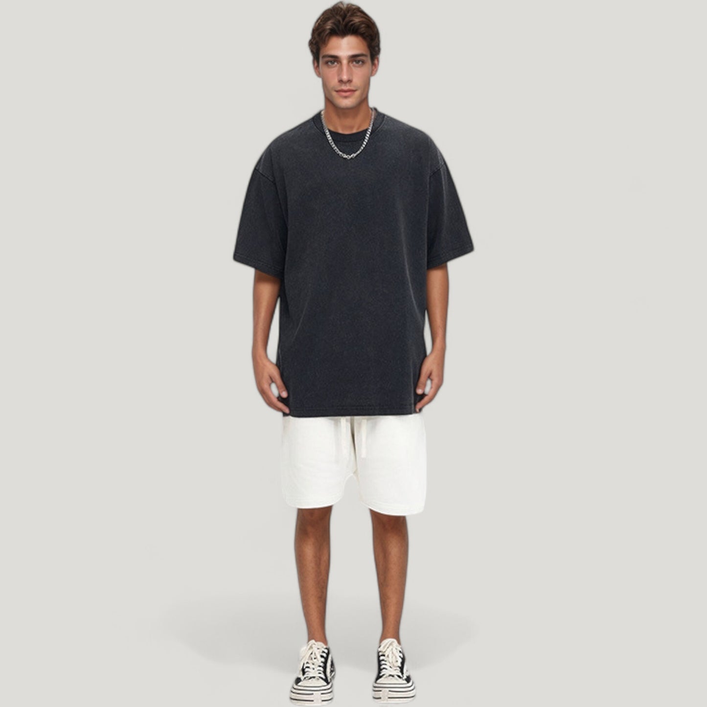 Anna-Kaci Active Men's Oversized Short Sleeve Crew Neck T-Shirt with Washed Vintage Look