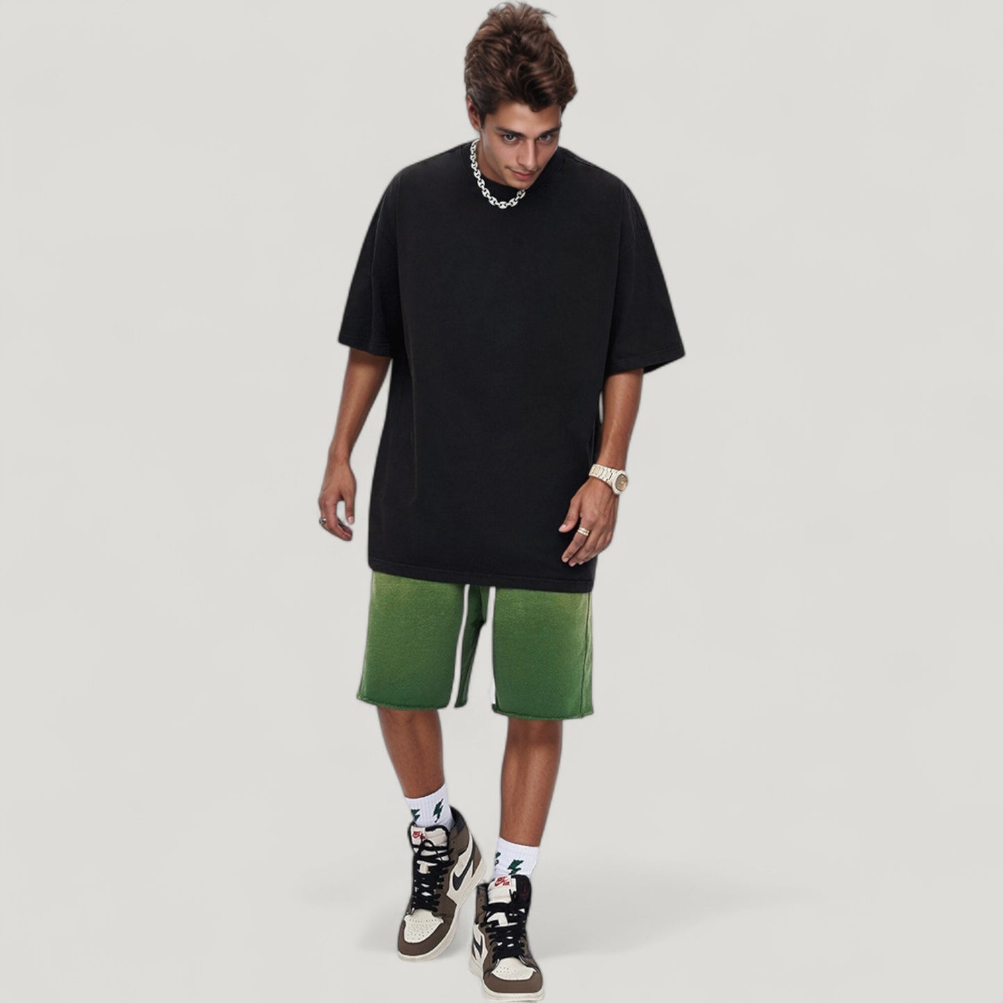 Anna-Kaci Active Men's Oversized Short Sleeve Crew Neck T-Shirt with Washed Vintage Look
