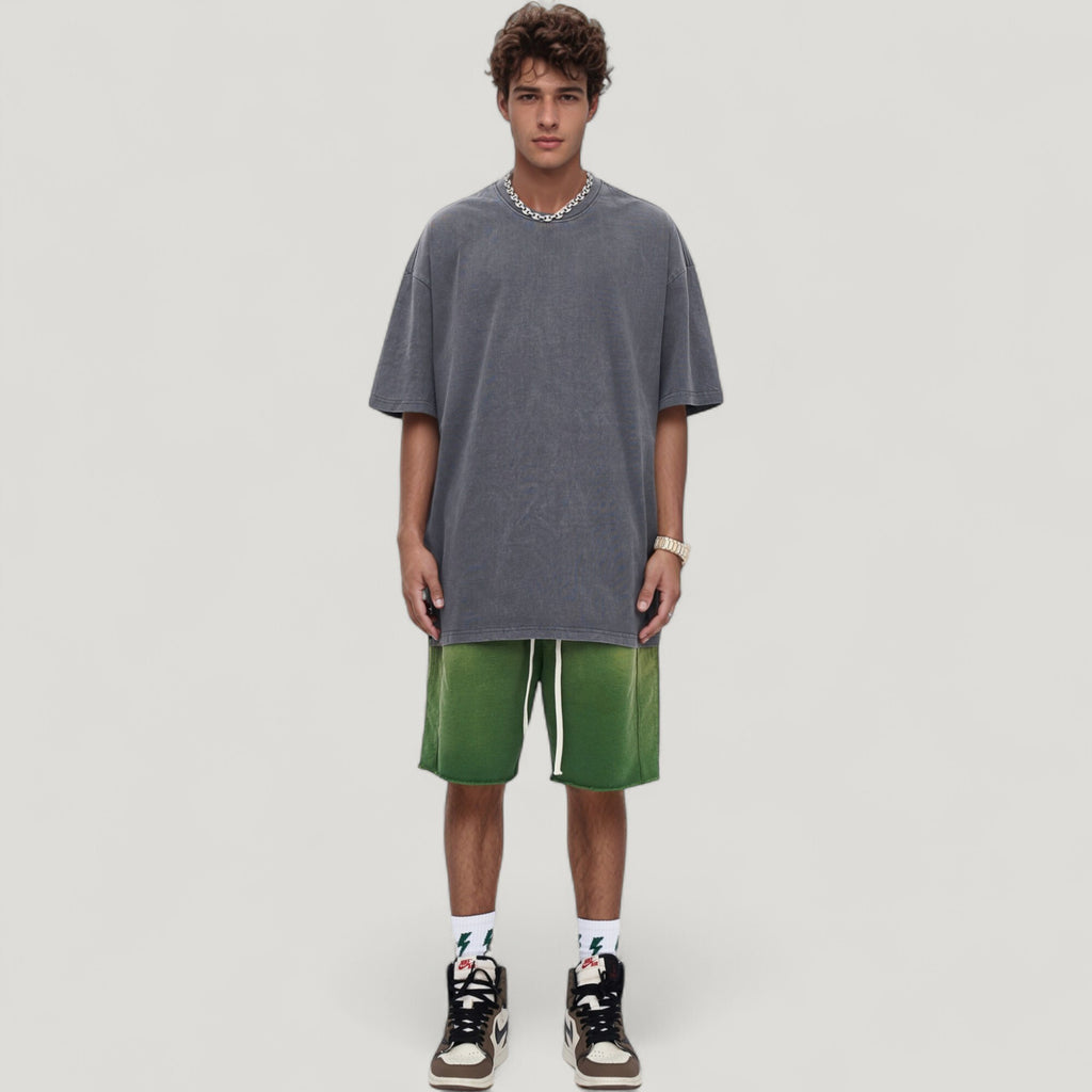 Anna-Kaci Active Men's Oversized Short Sleeve Crew Neck T-Shirt with Washed Vintage Look