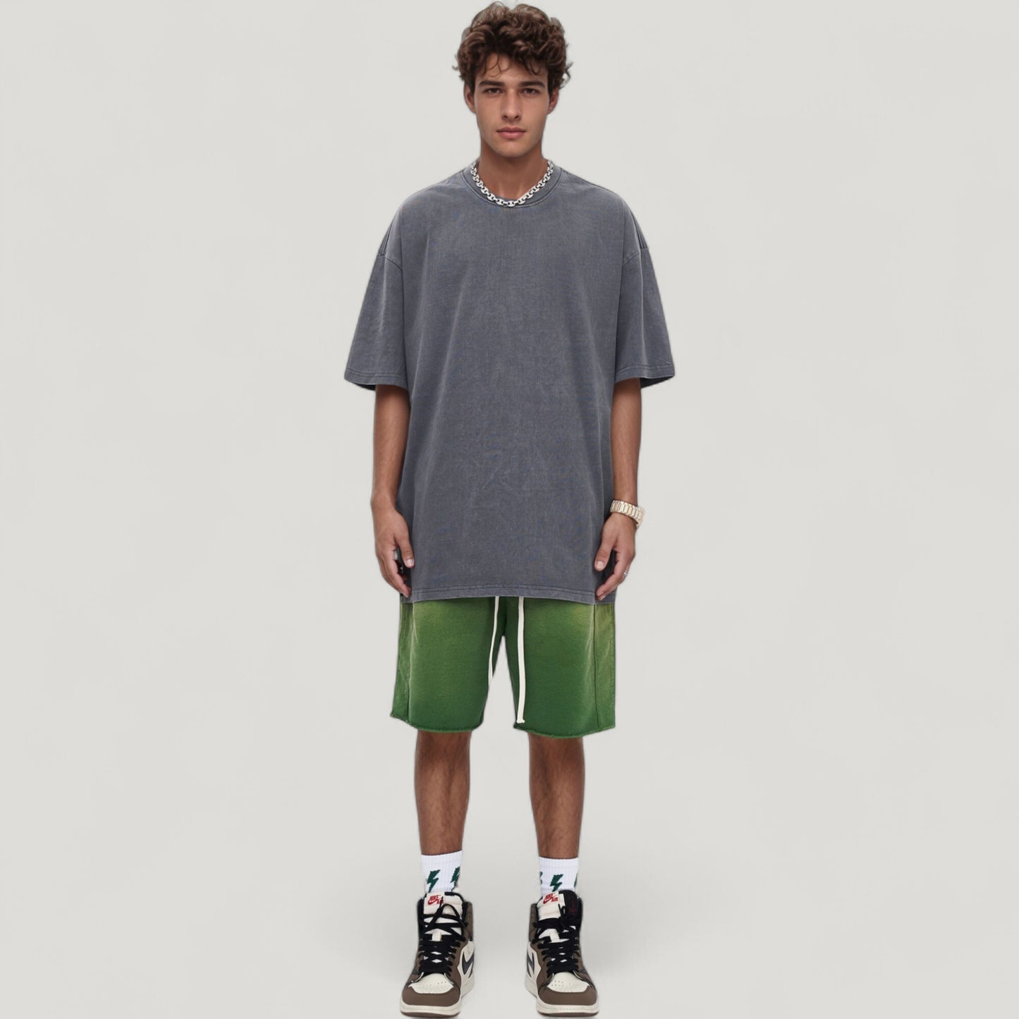 Anna-Kaci Active Men's Oversized Short Sleeve Crew Neck T-Shirt with Washed Vintage Look