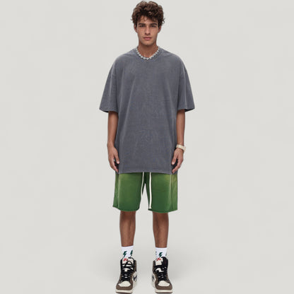Anna-Kaci Active Men's Oversized Short Sleeve Crew Neck T-Shirt with Washed Vintage Look