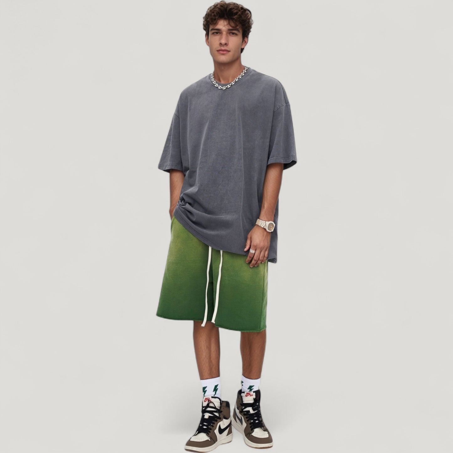 Anna-Kaci Active Men's Oversized Short Sleeve Crew Neck T-Shirt with Washed Vintage Look