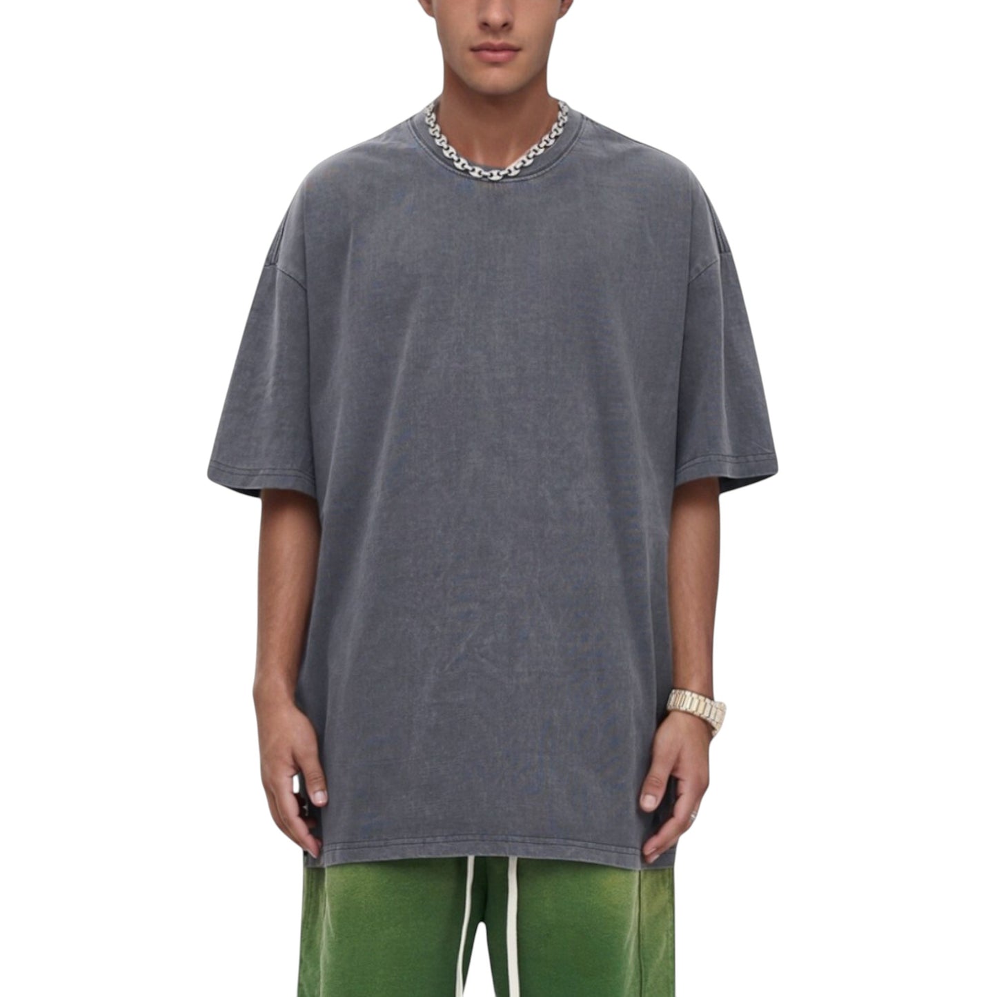 Anna-Kaci Active Men's Oversized Short Sleeve Crew Neck T-Shirt with Washed Vintage Look