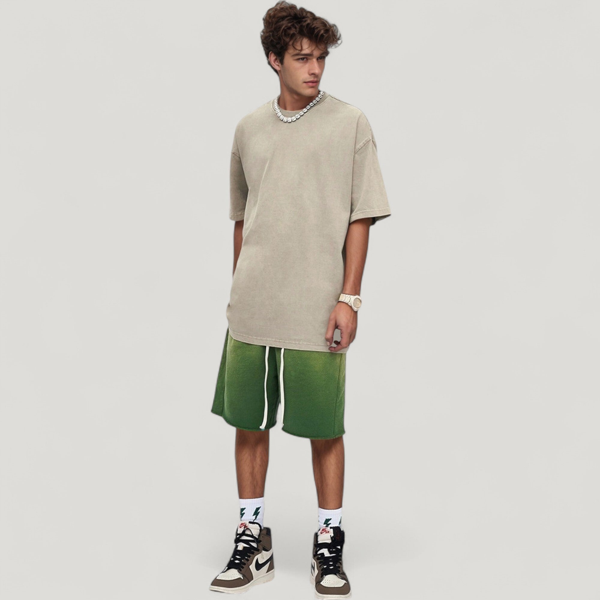 Anna-Kaci Active Men's Oversized Short Sleeve Crew Neck T-Shirt with Washed Vintage Look