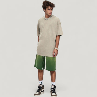 Anna-Kaci Active Men's Oversized Short Sleeve Crew Neck T-Shirt with Washed Vintage Look