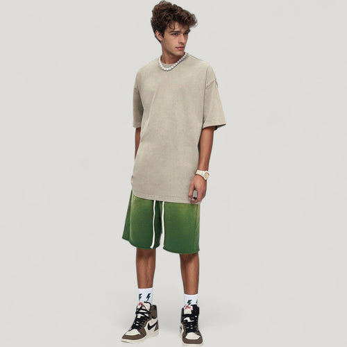 Anna-Kaci Active Men's Oversized Short Sleeve Crew Neck T-Shirt with Washed Vintage Look