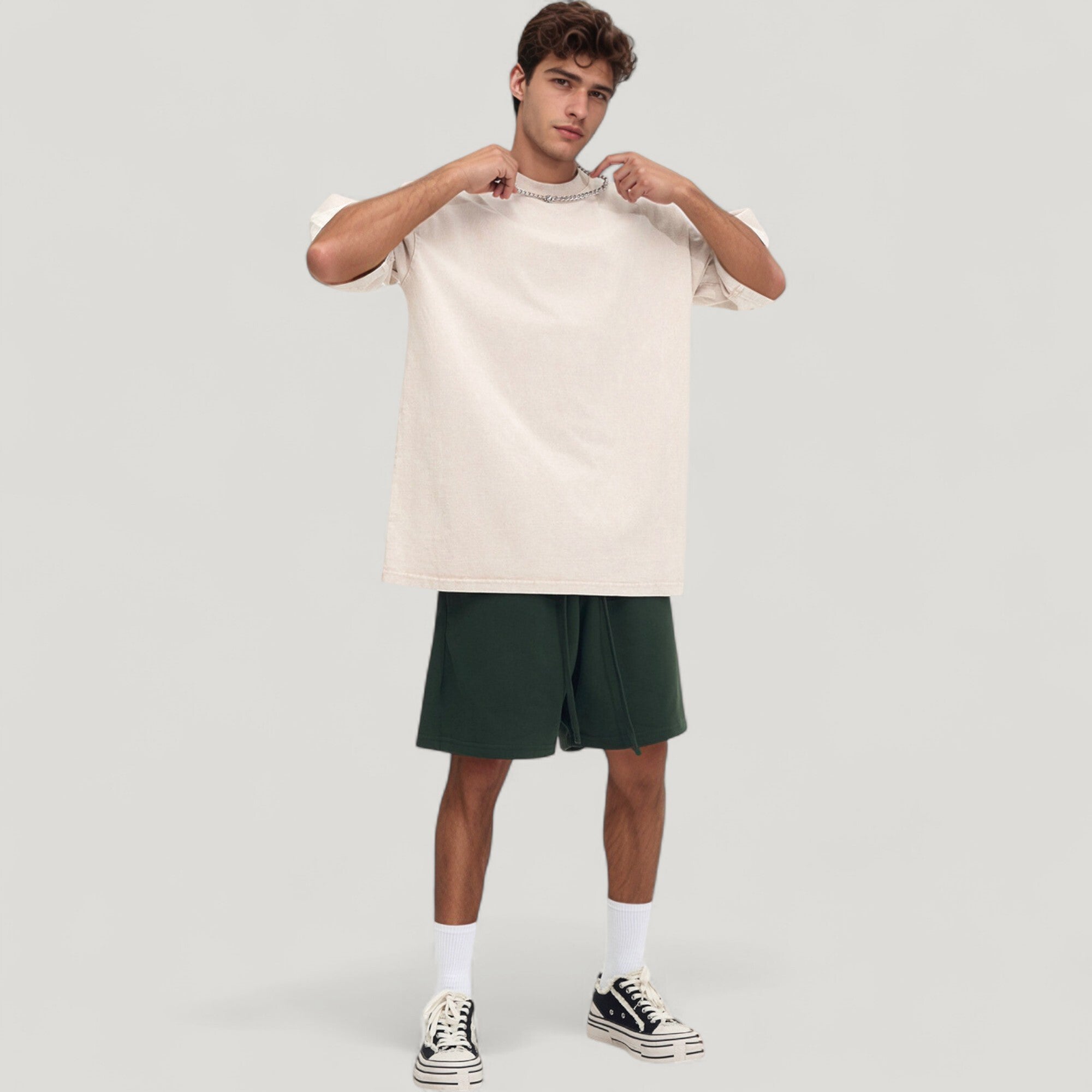 Anna-Kaci Active Men's Oversized Short Sleeve Crew Neck T-Shirt with Washed Vintage Look