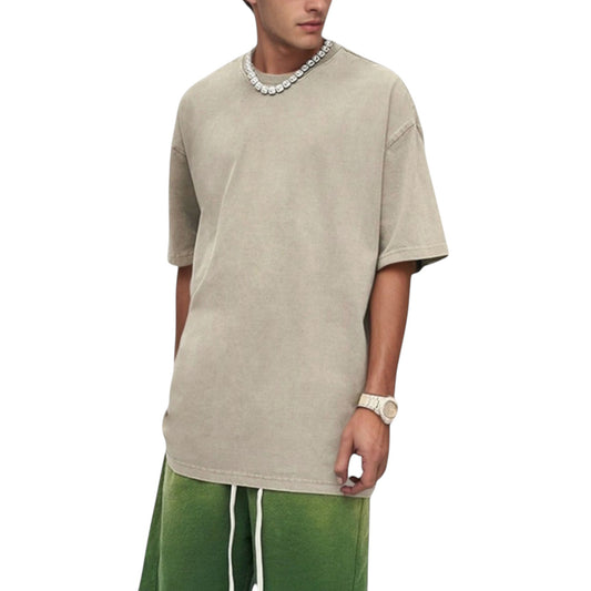 Anna-Kaci Active Men's Oversized Short Sleeve Crew Neck T-Shirt with Washed Vintage Look
