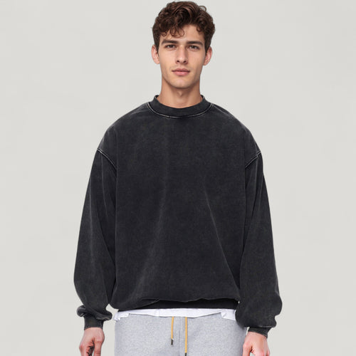 Anna-Kaci Active Men's Oversized Crew Neck Long Sleeve Sweatshirt with Relaxed Fit and Minimalist Style