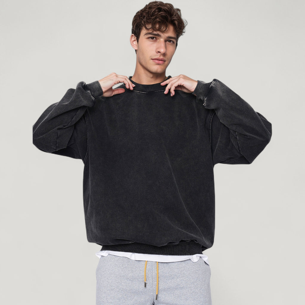 Anna-Kaci Active Men's Oversized Crew Neck Long Sleeve Sweatshirt with Relaxed Fit and Minimalist Style