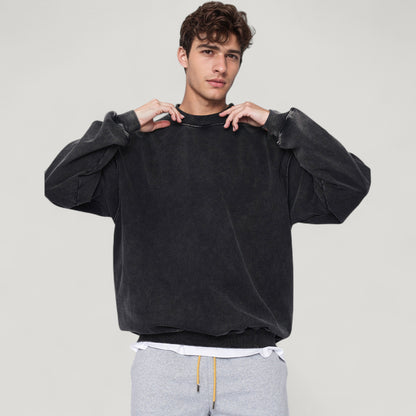 Anna-Kaci Active Men's Oversized Crew Neck Long Sleeve Sweatshirt with Relaxed Fit and Minimalist Style