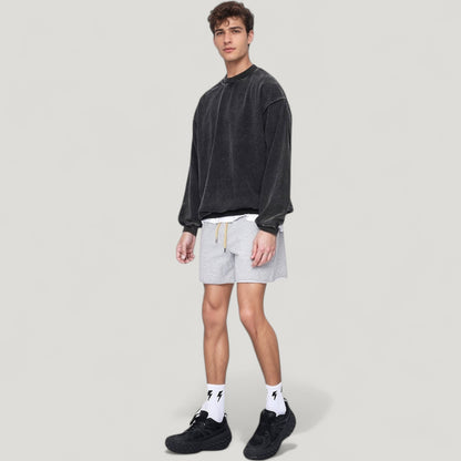 Anna-Kaci Active Men's Oversized Crew Neck Long Sleeve Sweatshirt with Relaxed Fit and Minimalist Style