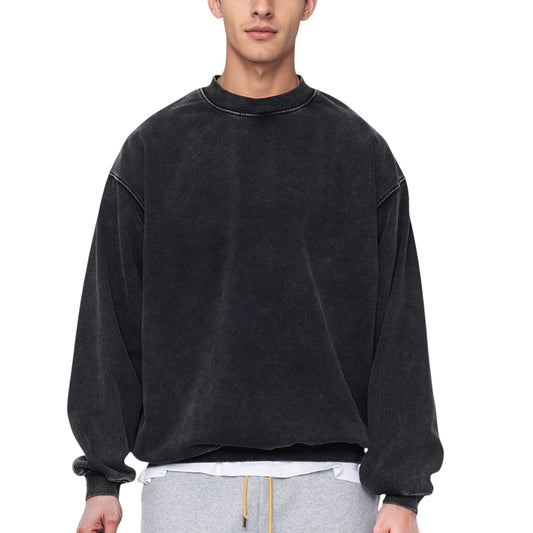 Anna-Kaci Active Men's Oversized Crew Neck Long Sleeve Sweatshirt with Relaxed Fit and Minimalist Style