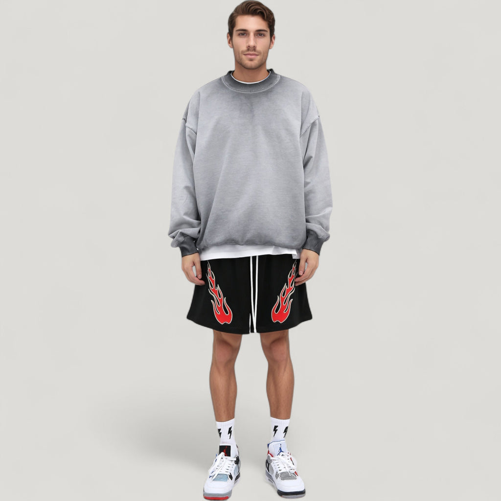 Anna-Kaci Active Men's Oversized Crew Neck Long Sleeve Sweatshirt with Dropped Shoulders and Relaxed Fit