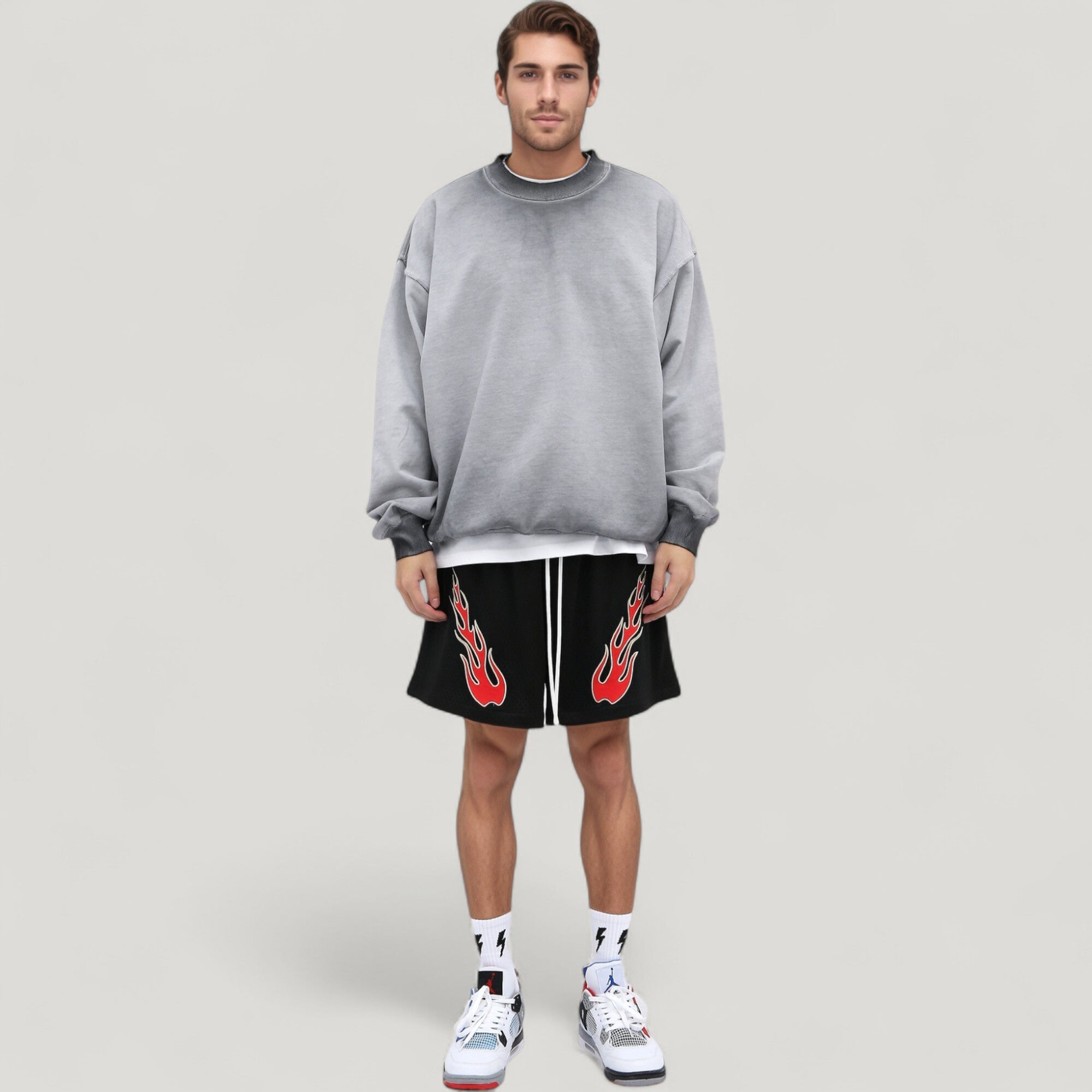 Anna-Kaci Active Men's Oversized Crew Neck Long Sleeve Sweatshirt with Dropped Shoulders and Relaxed Fit
