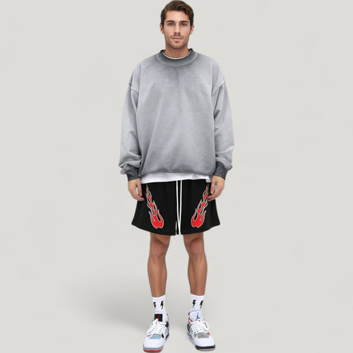 Anna-Kaci Active Men's Oversized Crew Neck Long Sleeve Sweatshirt with Dropped Shoulders and Relaxed Fit