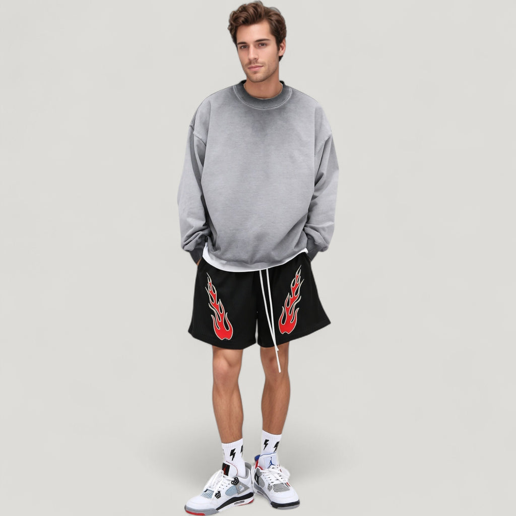 Anna-Kaci Active Men's Oversized Crew Neck Long Sleeve Sweatshirt with Dropped Shoulders and Relaxed Fit