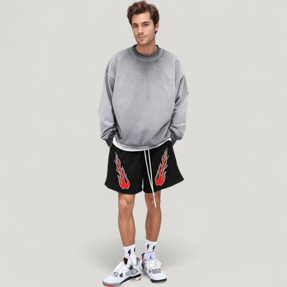 Anna-Kaci Active Men's Oversized Crew Neck Long Sleeve Sweatshirt with Dropped Shoulders and Relaxed Fit