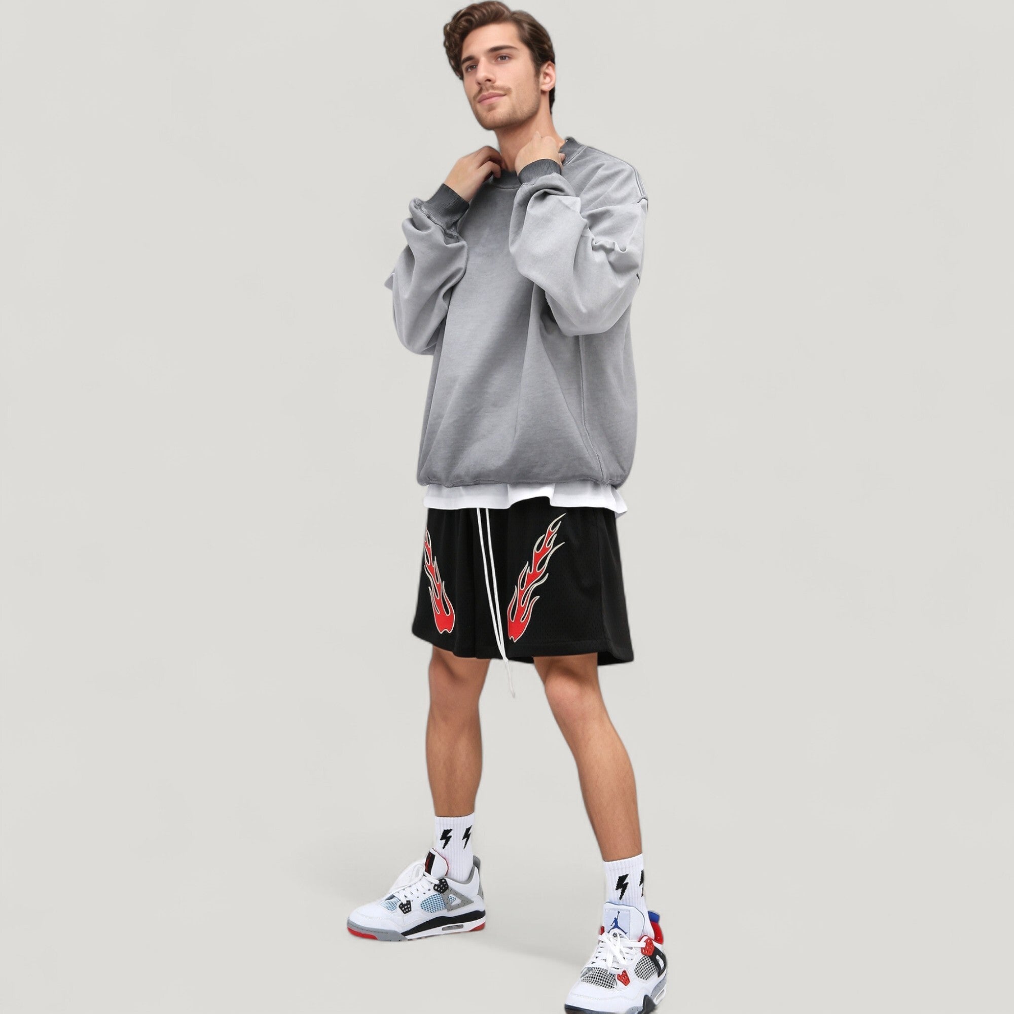 Anna-Kaci Active Men's Oversized Crew Neck Long Sleeve Sweatshirt with Dropped Shoulders and Relaxed Fit