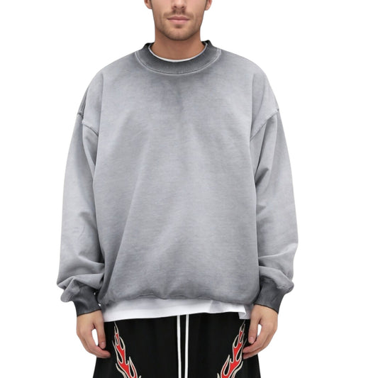 Anna-Kaci Active Men's Oversized Crew Neck Long Sleeve Sweatshirt with Dropped Shoulders and Relaxed Fit