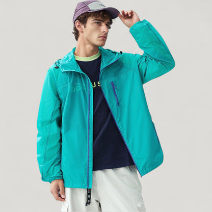 Anna-Kaci Active Men's Lightweight Hooded Zip-Up Windbreaker Jacket with Elastic Cuffs