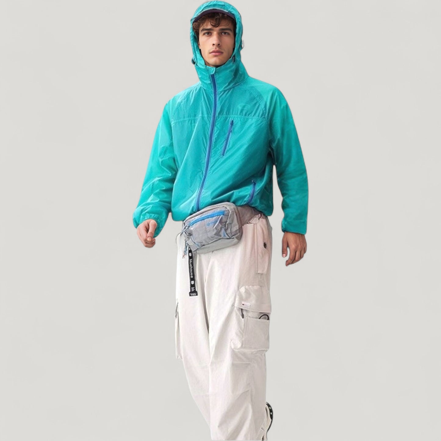 Anna-Kaci Active Men's Lightweight Hooded Zip-Up Windbreaker Jacket with Elastic Cuffs