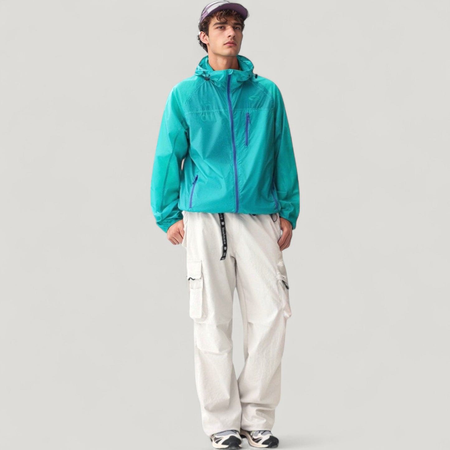 Anna-Kaci Active Men's Lightweight Hooded Zip-Up Windbreaker Jacket with Elastic Cuffs