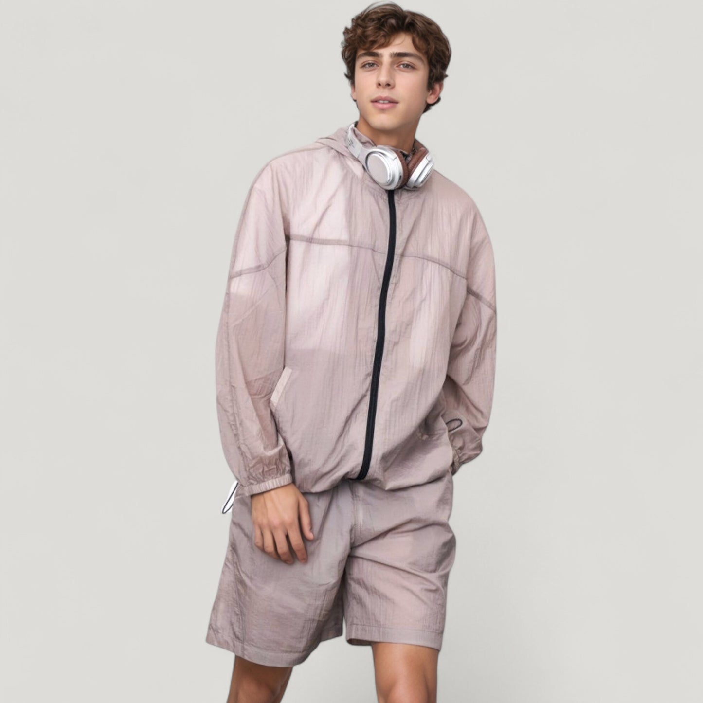 Anna-Kaci Active Men's Hooded Zip-Up Sun Protection Jacket with Lightweight Design and Relaxed Fit