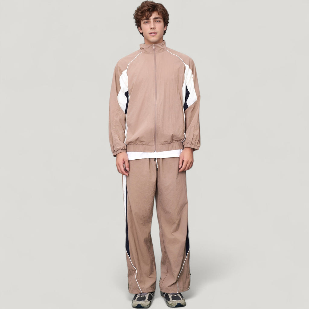 Anna-Kaci Active Men's Full Zip Colorblock Track Jacket with Elastic Hem and Stand Collar