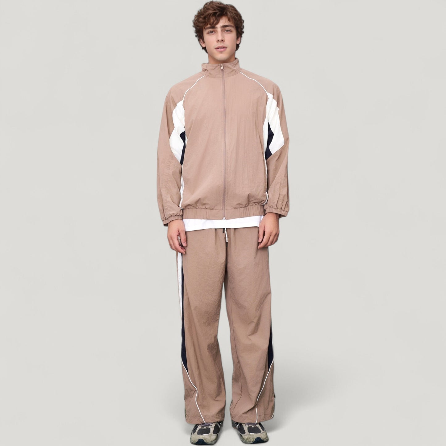 Anna-Kaci Active Men's Full Zip Colorblock Track Jacket with Elastic Hem and Stand Collar