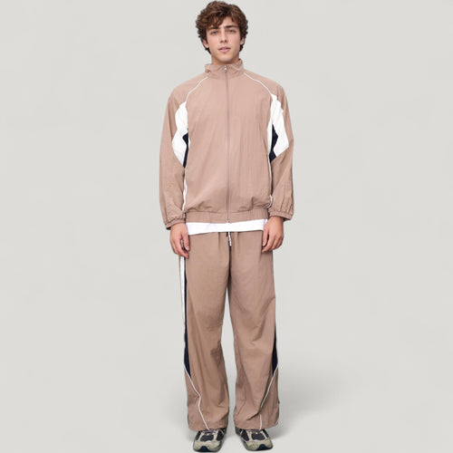 Anna-Kaci Active Men's Full Zip Colorblock Track Jacket with Elastic Hem and Stand Collar