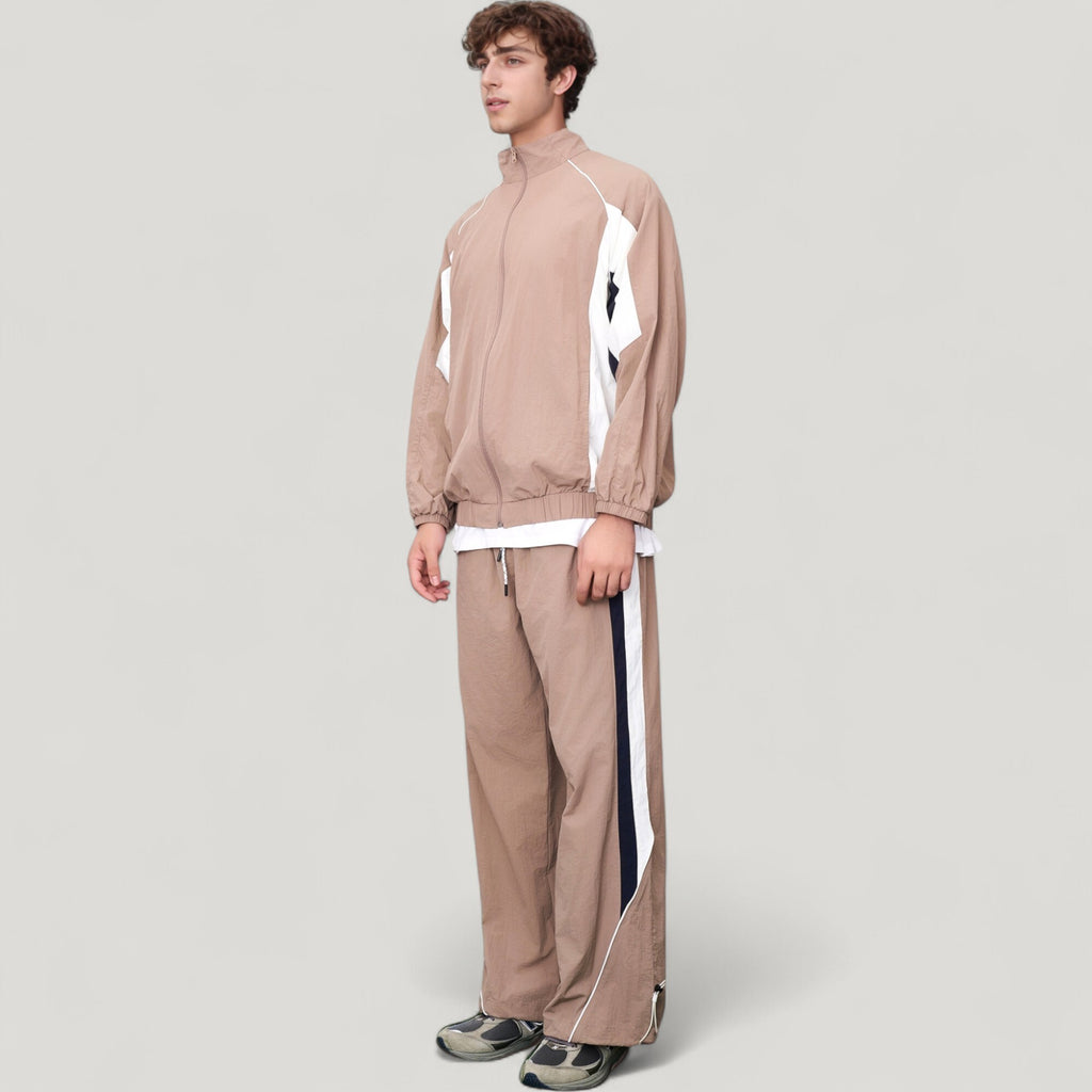Anna-Kaci Active Men's Full Zip Colorblock Track Jacket with Elastic Hem and Stand Collar