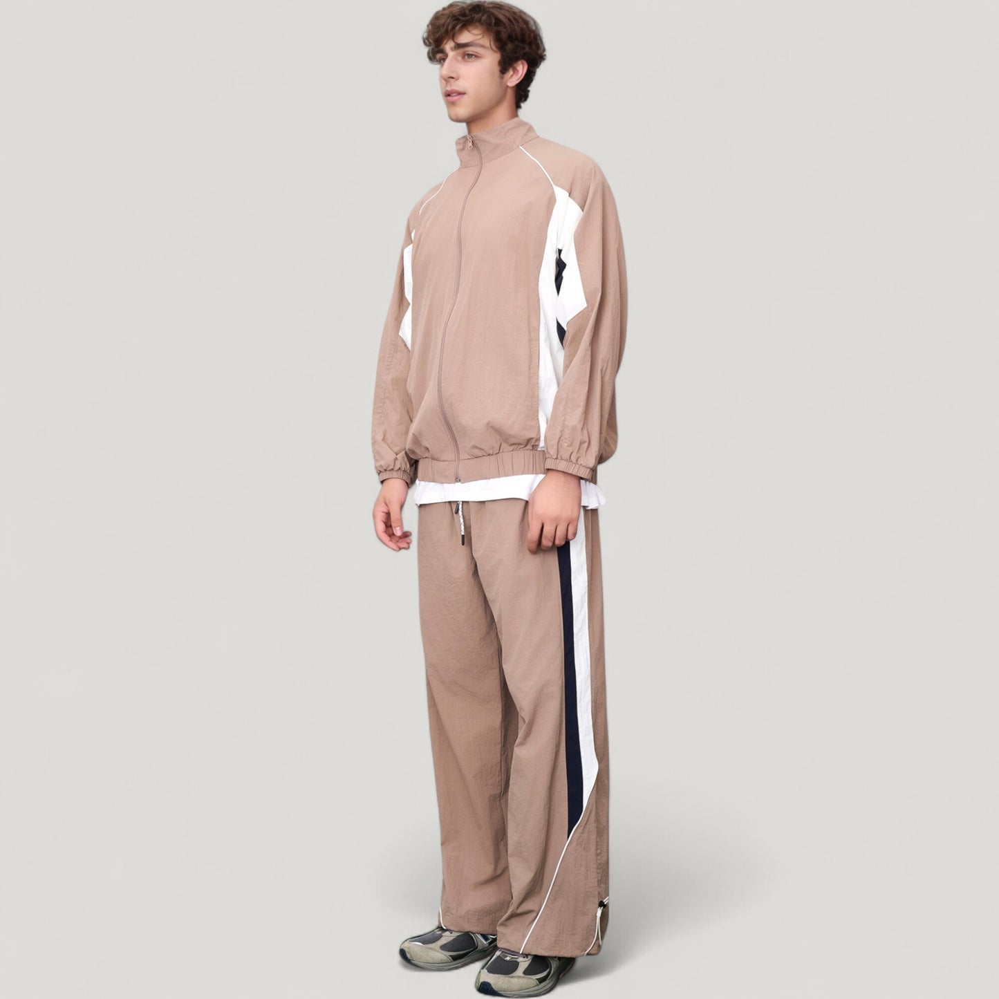 Anna-Kaci Active Men's Full Zip Colorblock Track Jacket with Elastic Hem and Stand Collar