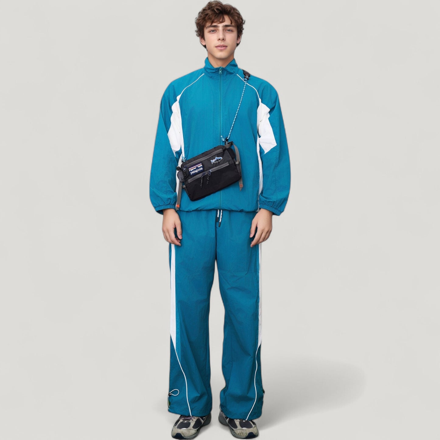 Anna-Kaci Active Men's Full Zip Colorblock Track Jacket with Elastic Hem and Stand Collar