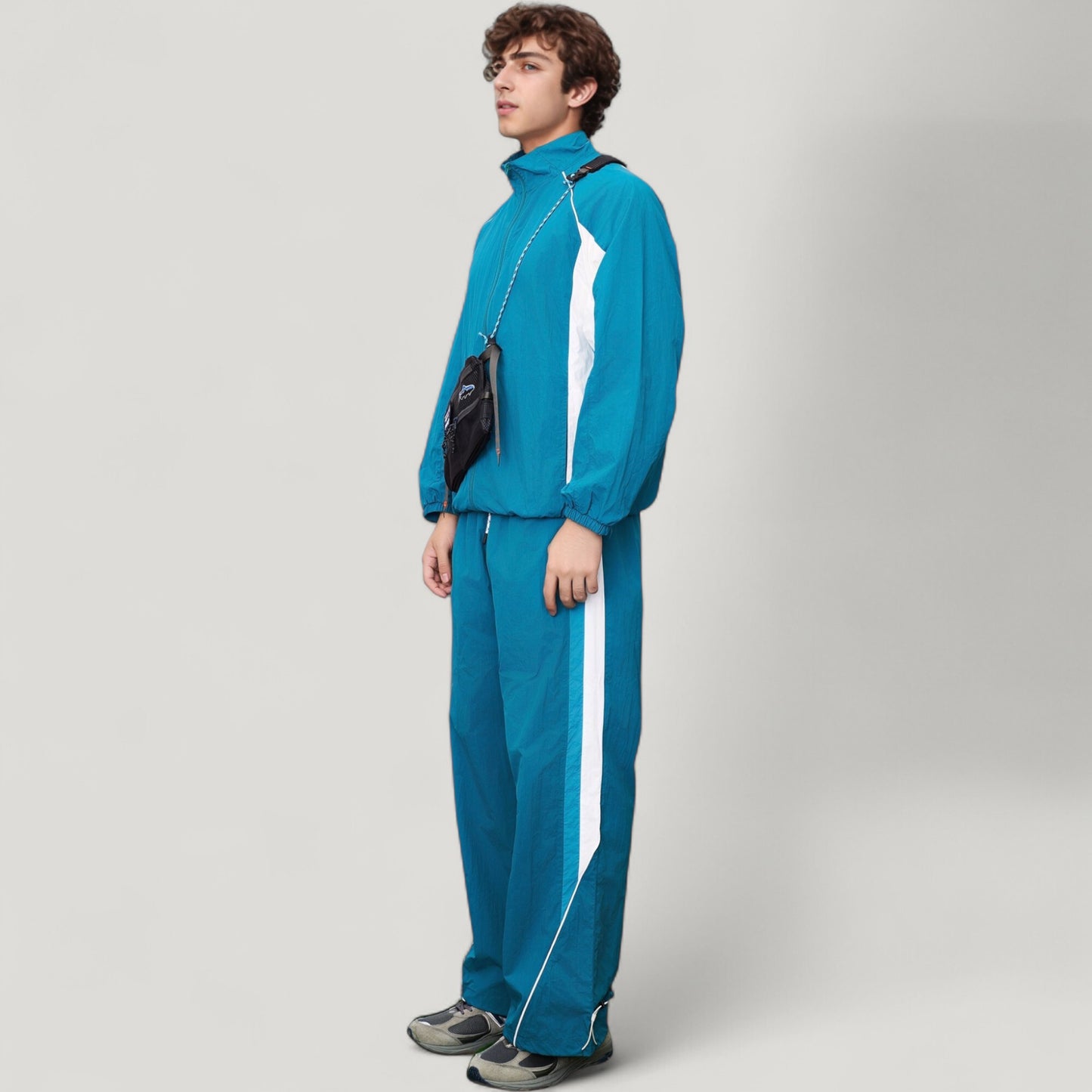 Anna-Kaci Active Men's Full Zip Colorblock Track Jacket with Elastic Hem and Stand Collar