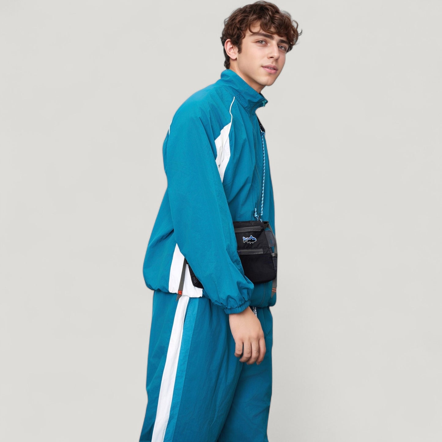 Anna-Kaci Active Men's Full Zip Colorblock Track Jacket with Elastic Hem and Stand Collar