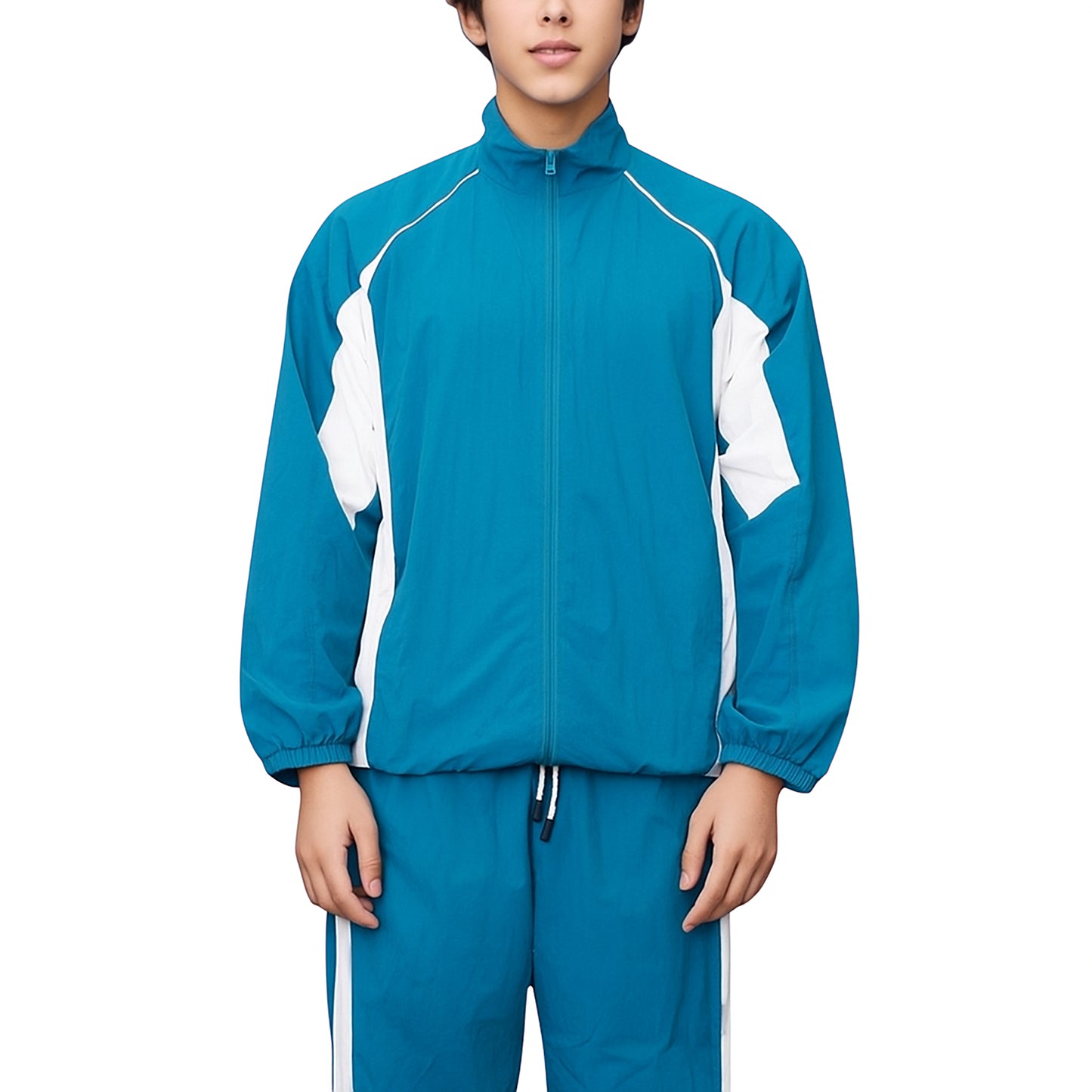 Anna-Kaci Active Men's Full Zip Colorblock Track Jacket with Elastic Hem and Stand Collar