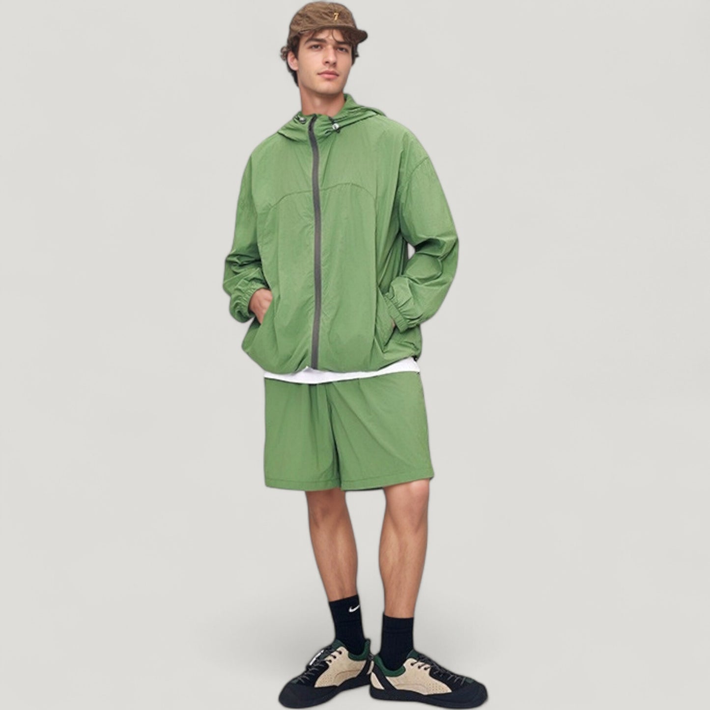 Anna-Kaci Active Men's Lightweight Full Zip Hooded Sun Protection Jacket with Adjustable Drawstring and Relaxed Fit