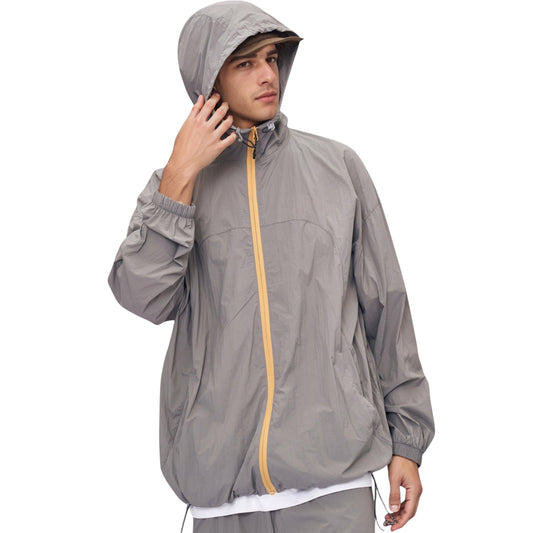 Anna-Kaci Active Men's Lightweight Full Zip Hooded Sun Protection Jacket with Adjustable Drawstring and Relaxed Fit