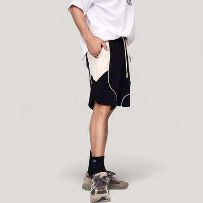 Anna-Kaci Active Men's Colorblock Drawstring Waist Relaxed Fit Casual Shorts with Side Pockets