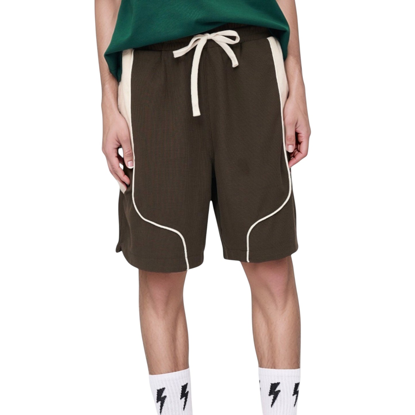 Anna-Kaci Active Men's Colorblock Drawstring Waist Relaxed Fit Casual Shorts with Side Pockets