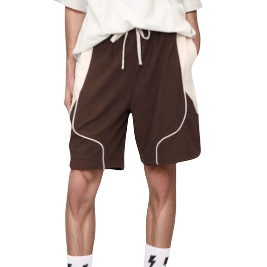 Anna-Kaci Active Men's Colorblock Drawstring Waist Relaxed Fit Casual Shorts with Side Pockets