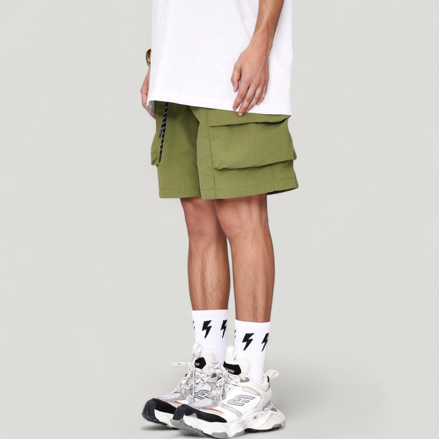 Anna-Kaci Active Men's Cargo Pocket Drawstring Shorts with Relaxed Fit and Elastic Waist
