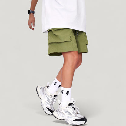 Anna-Kaci Active Men's Cargo Pocket Drawstring Shorts with Relaxed Fit and Elastic Waist