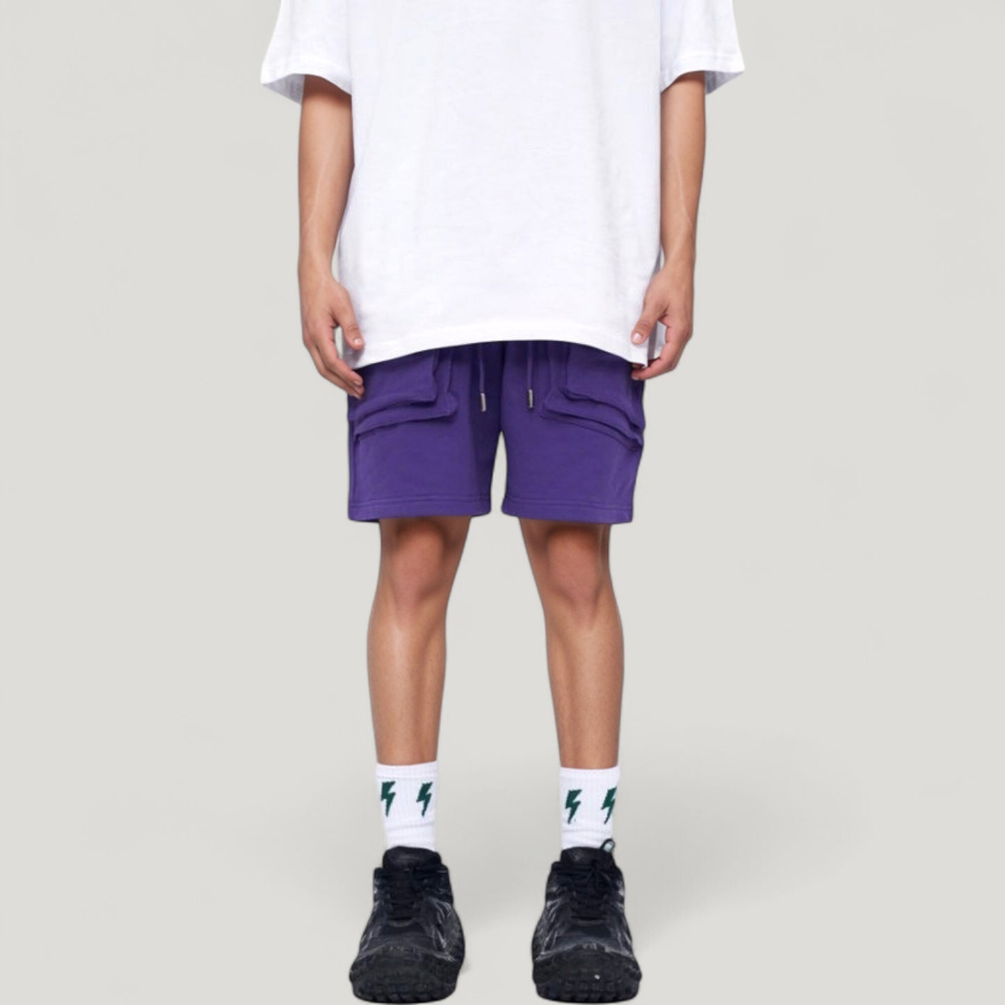 Anna-Kaci Active Men's Multi-Pocket Drawstring Waist Relaxed Fit Casual Cargo Shorts with Zipper Details