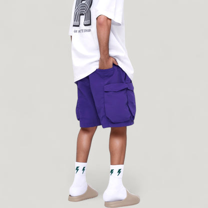 Anna-Kaci Active Men's Multi-Pocket Drawstring Waist Relaxed Fit Casual Cargo Shorts with Zipper Details