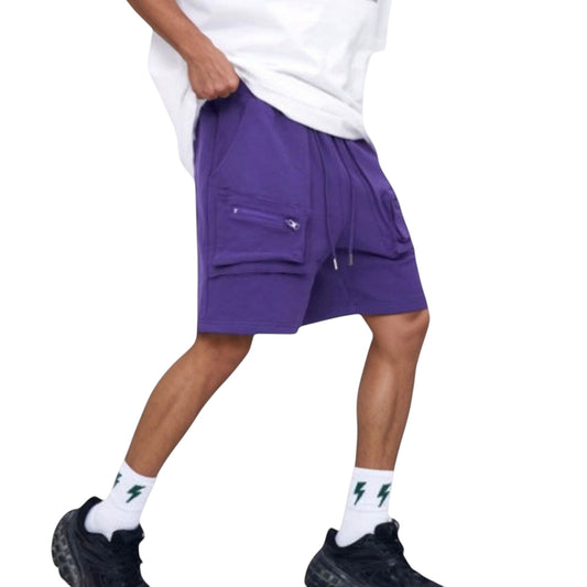 Anna-Kaci Active Men's Multi-Pocket Drawstring Waist Relaxed Fit Casual Cargo Shorts with Zipper Details