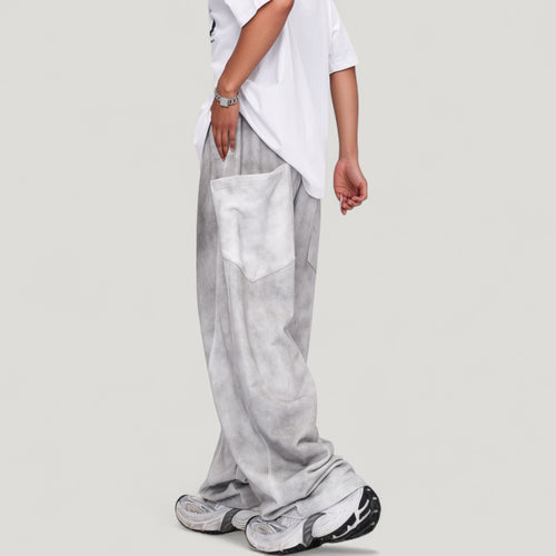 Anna-Kaci Active Men's Wide Leg Drawstring Pants with Relaxed Fit and Side Pockets